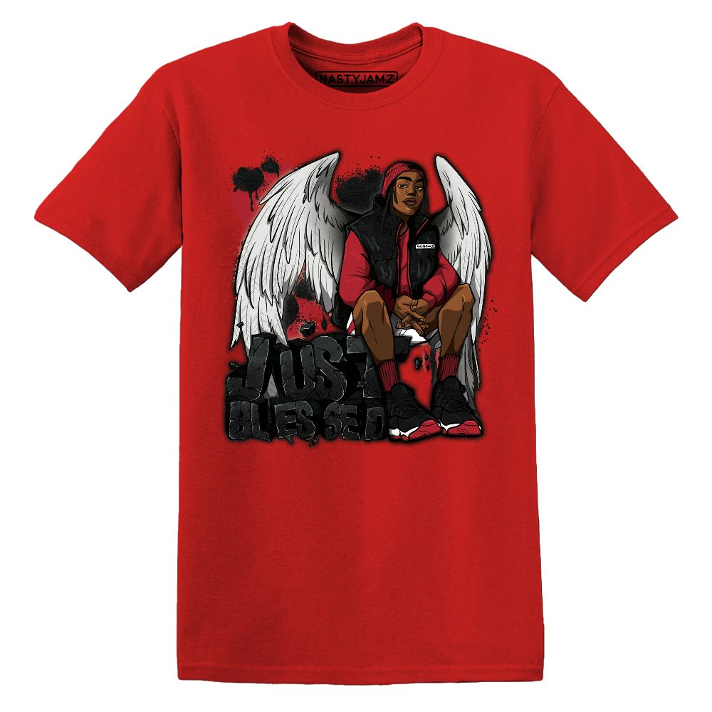 Bred-Velvet-11s-NastyJamz-T-Shirt-Match-Just-Blessed