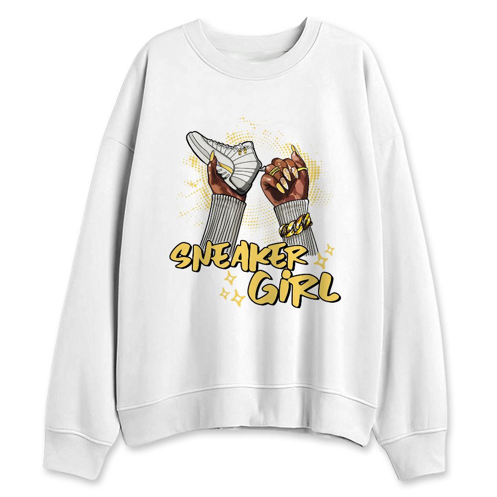 PT Metallic Gold White 12s NastyJamz Sweatshirt Match Sneaker Girl Nail
