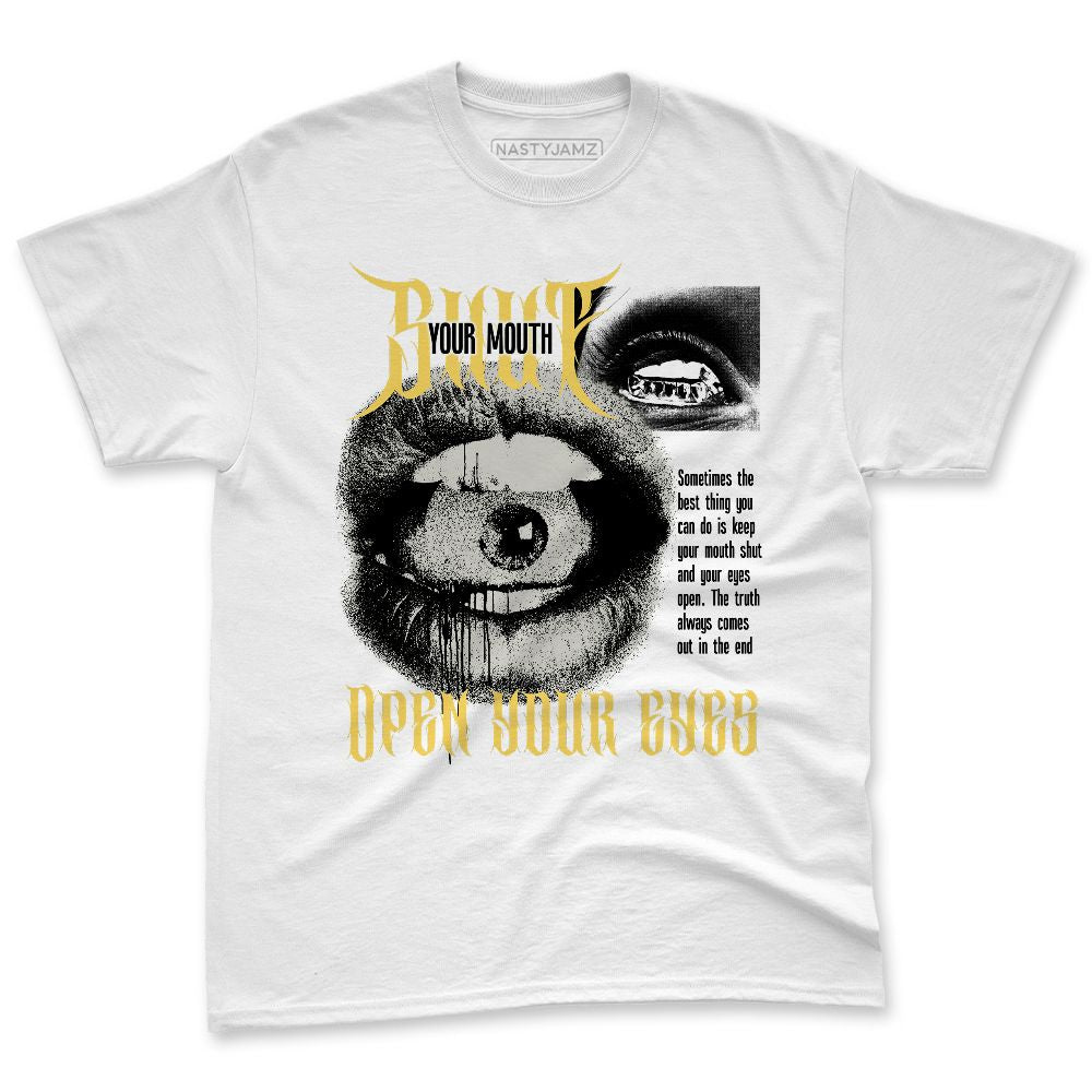 PT-Metallic-Gold-White-12s-NastyJamz-Premium-T-Shirt-Match-Shut-Your-Mouth
