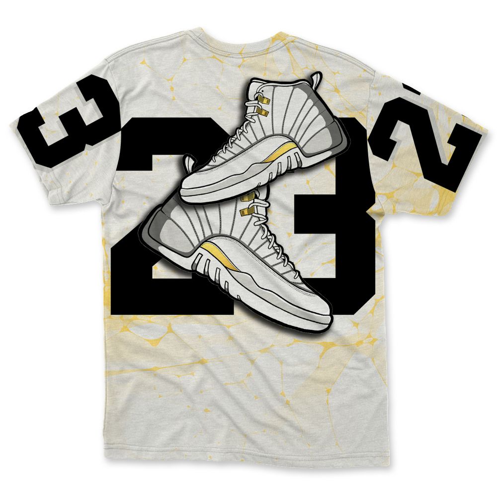 PT-Metallic-Gold-White-12s-NastyJamz-T-Shirt-Match-23-Sneaker-All-Over-Print