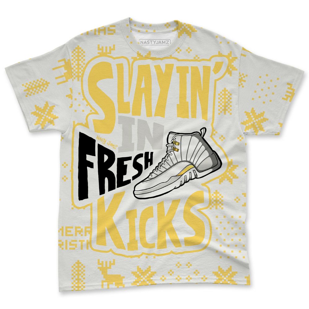 PT-Metallic-Gold-White-12s-NastyJamz-T-Shirt-Match-Slayin-Kicks-All-Over-Print