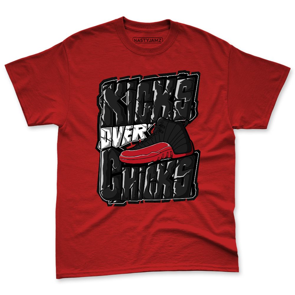Flu-Game-12s-NastyJamz-Red-Black-White-Premium-T-Shirt-Match-Kicks-Over-Chicks