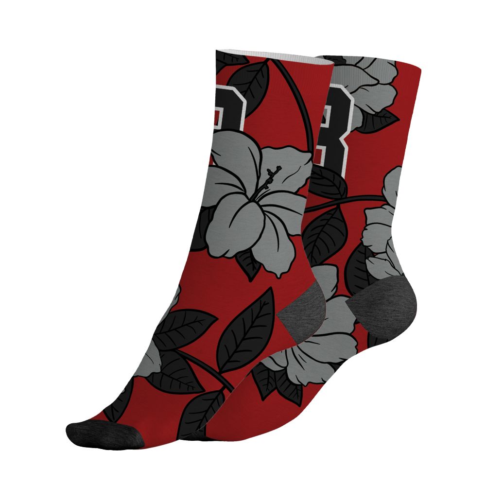 U.nion-Varsity-Red-Shadow-Grey-1s-NastyJamz-Socks-Match-23-Floral-All-Over-Print-Flower