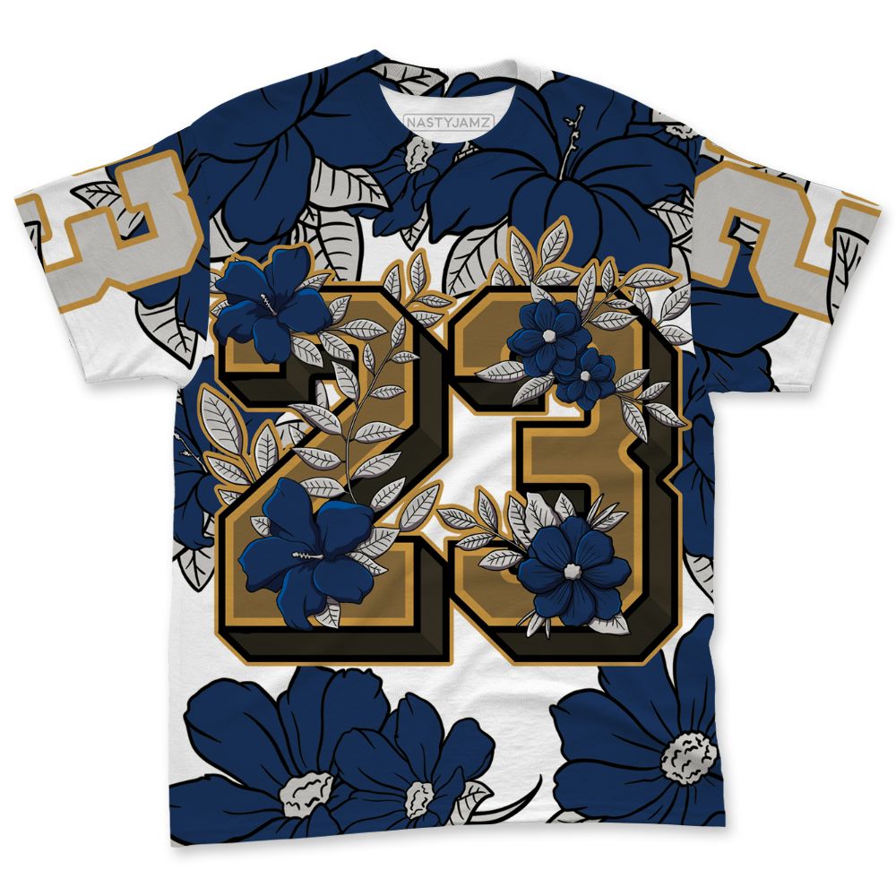 SB-Navy-4s-NastyJamz-T-Shirt-Match-23-Floral-3D-All-Over-Print-Flower