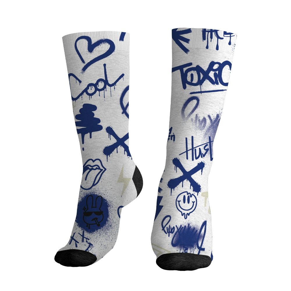 Rare-Air-Deep-Royal-Blue-1s-NastyJamz-Socks-Match-Graffiti-King-All-Over-Print-Doodle-Style