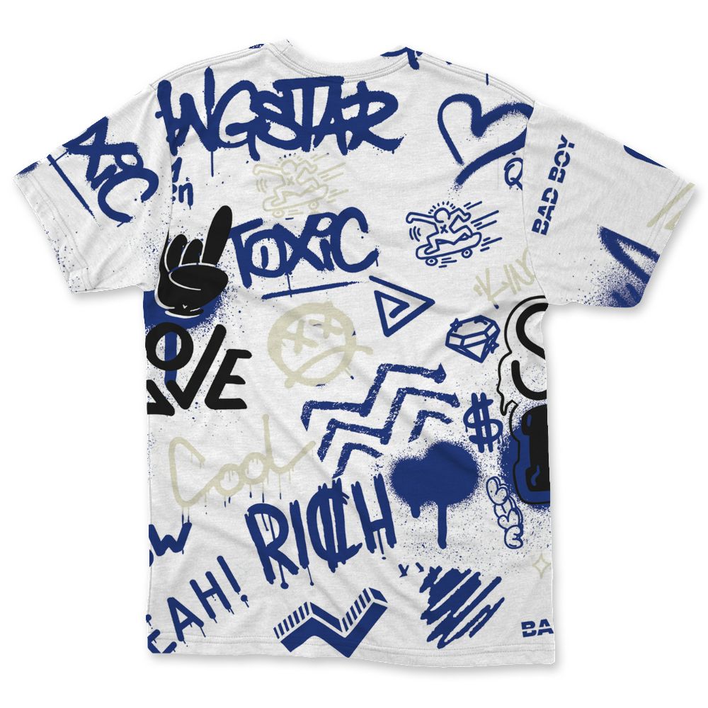 Rare-Air-Deep-Royal-Blue-1s-NastyJamz-T-Shirt-Match-Graffiti-King-All-Over-Print-Doodle-Style