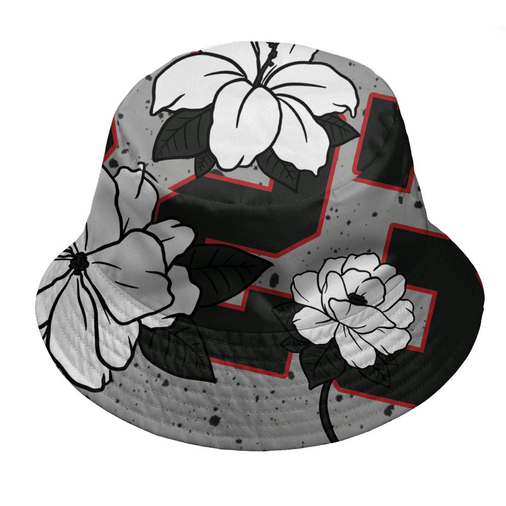 White-Cement-4s-NastyJamz-Bucket-Hat-Match-23-Floral-3D-All-Over-Print-Flower