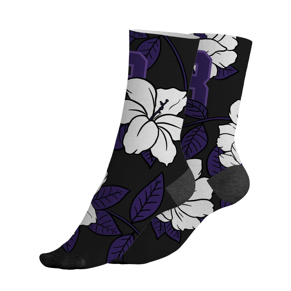 AM-CB-94-Black-Pure-Purple-NastyJamz-Socks-Match-23-Floral-All-Over-Print-Flower