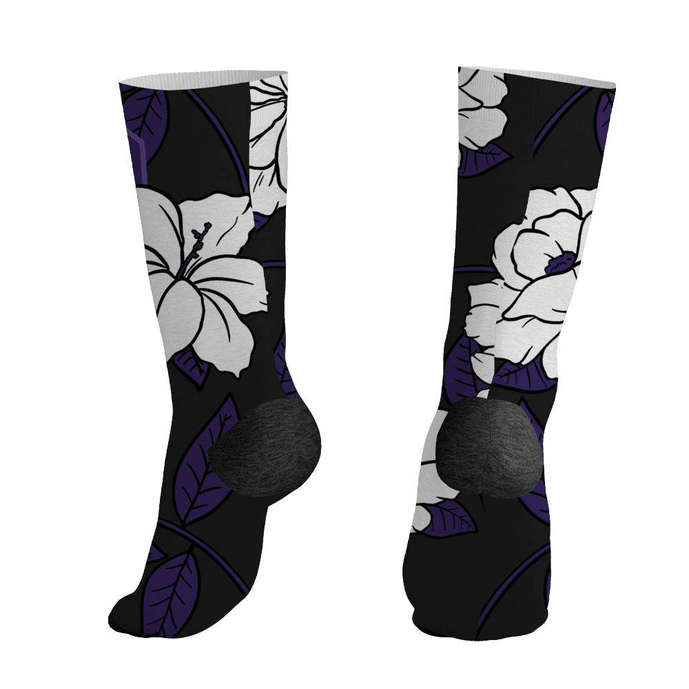 AM-CB-94-Black-Pure-Purple-NastyJamz-Socks-Match-23-Floral-All-Over-Print-Flower