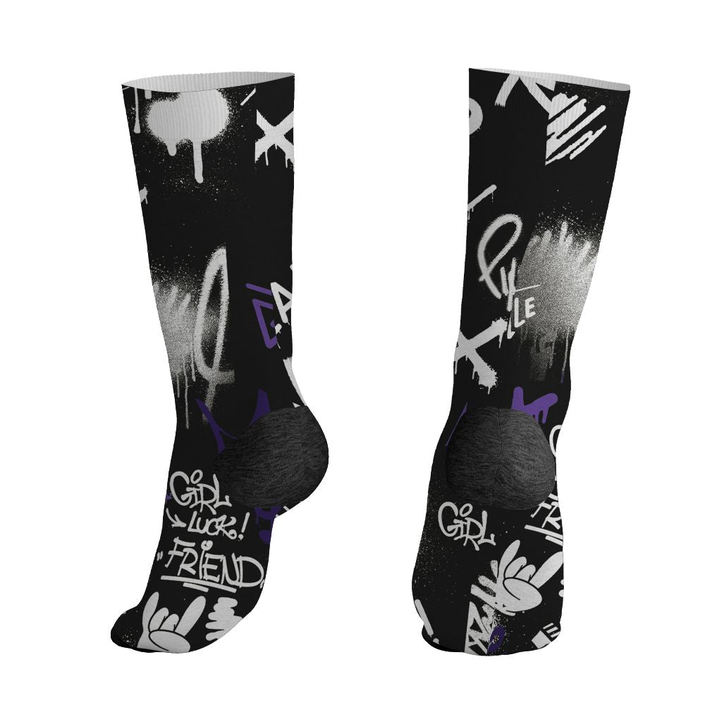 AM-CB-94-Black-Pure-Purple-NastyJamz-Socks-Match-Graffiti-King-All-Over-Print-Doodle-Style