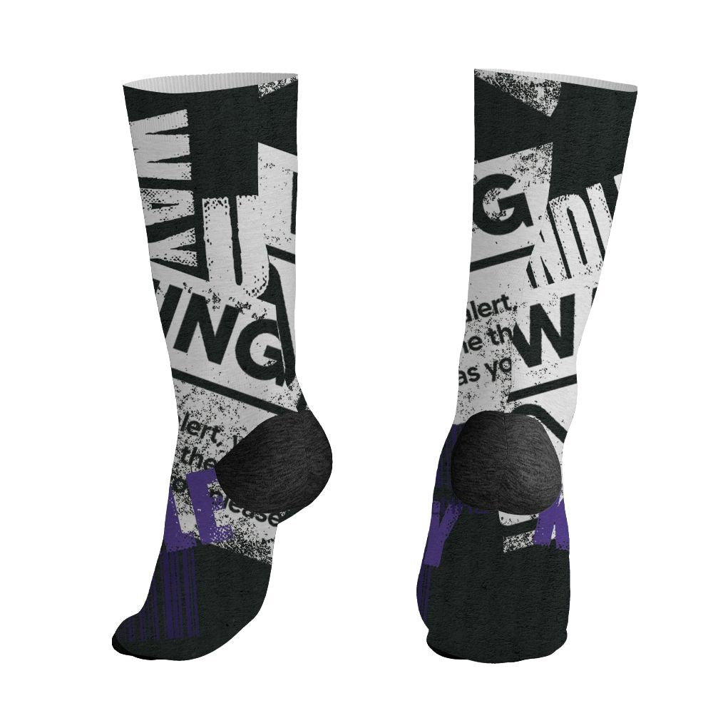 AM-CB-94-Black-Pure-Purple-NastyJamz-Socks-Match-Sneaker-Addict-All-Over-Print-Warning