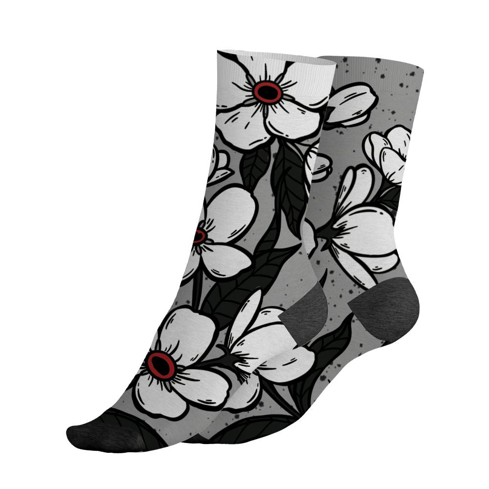 White Cement 4s NastyJamz Socks Match Forget Me Not All-Over Print Bloom