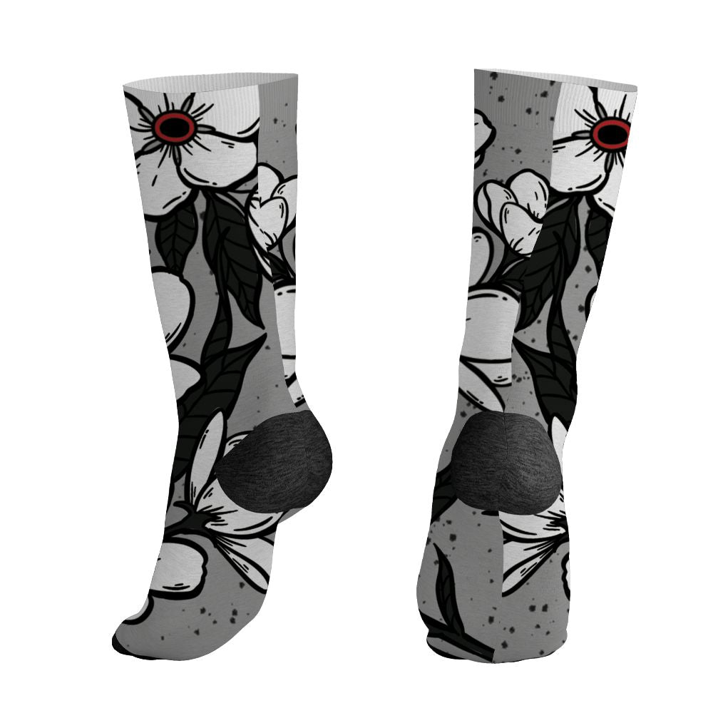 White Cement 4s NastyJamz Socks Match Forget Me Not All-Over Print Bloom