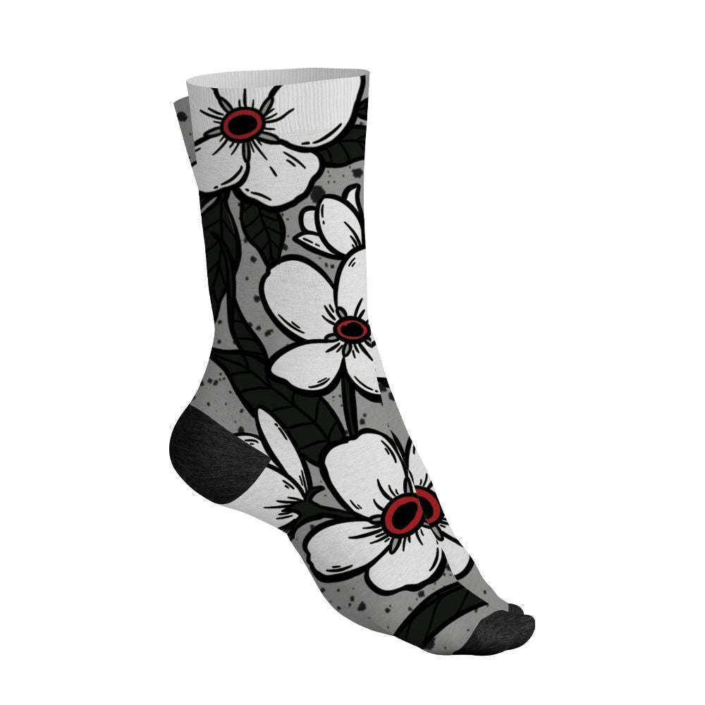 White Cement 4s NastyJamz Socks Match Forget Me Not All-Over Print Bloom