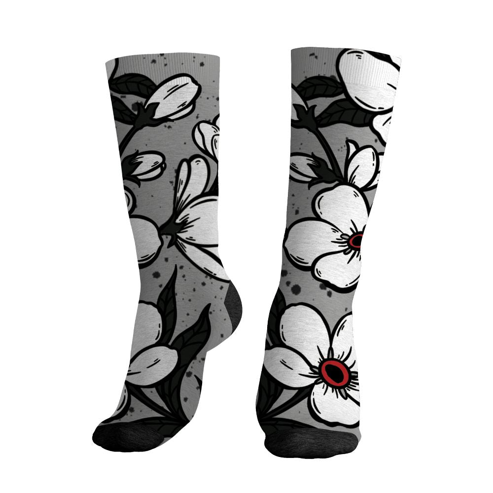 White Cement 4s NastyJamz Socks Match Forget Me Not All-Over Print Bloom