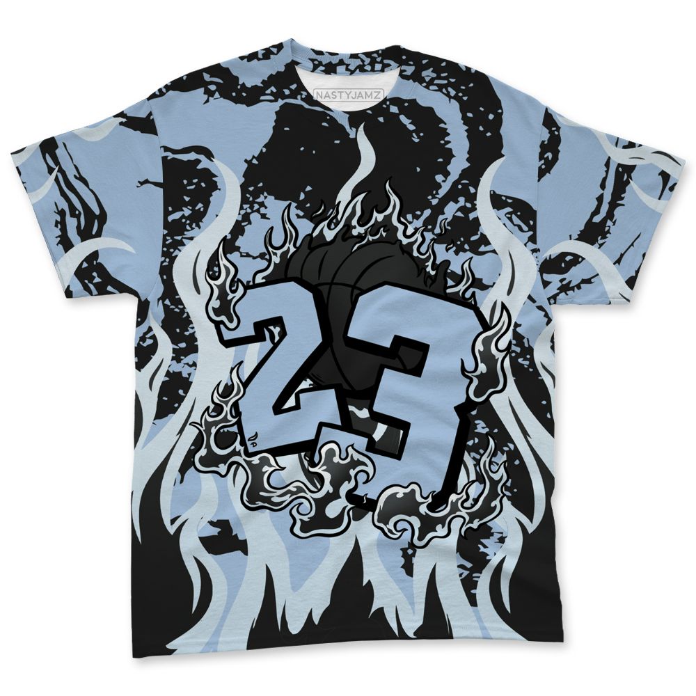 Air-Foamposite-Psychic-Blue-NastyJamz-T-Shirt-Match-23-Burning-Fire-All-Over-Print