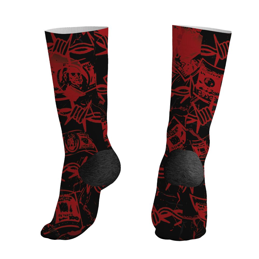 Flu Game 12s NastyJamz Socks Match Tough People Never Fall All-Over Print