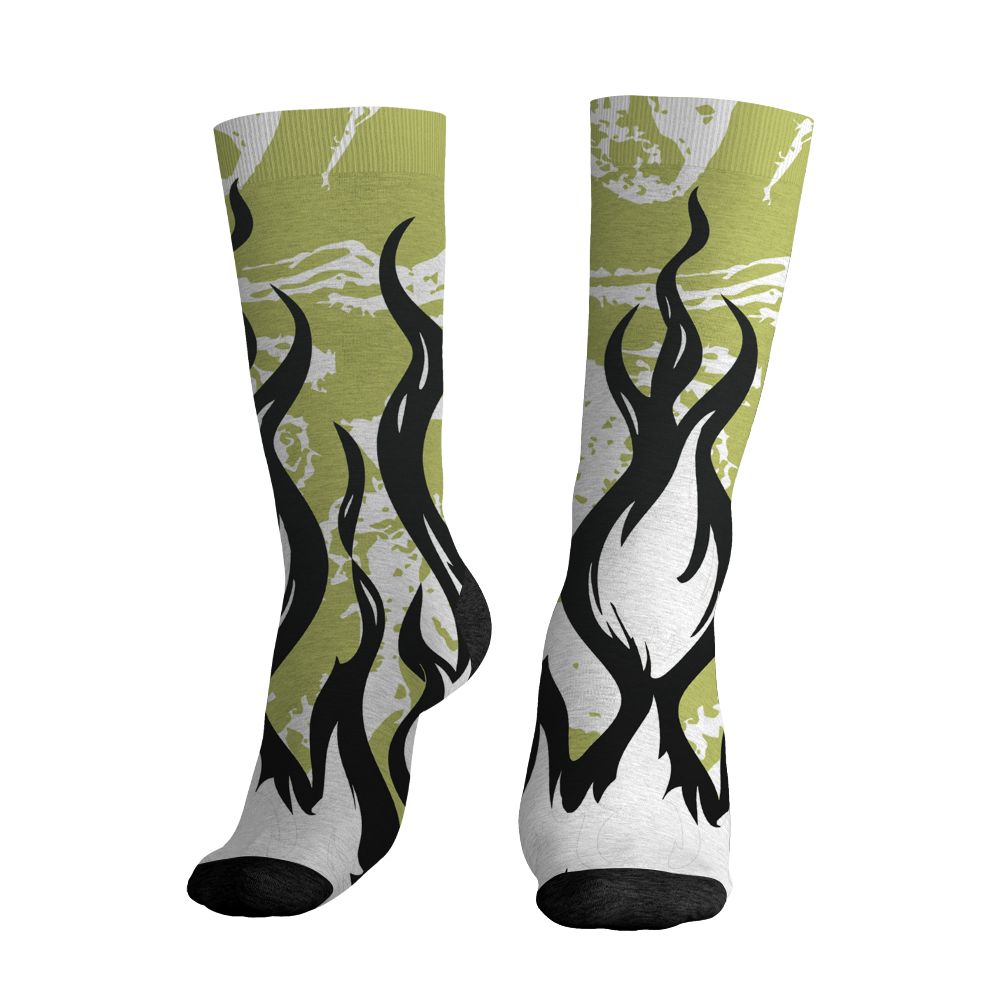 Luminous-Green-5s-NastyJamz-Socks-Match-23-Burning-Fire-All-Over-Print