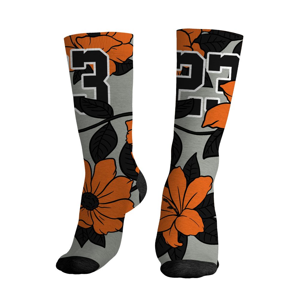 AM-95-OG-Bright-Mandarin-NastyJamz-Socks-Match-23-Floral-All-Over-Print-Flower