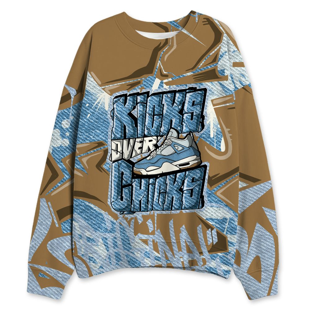 Denim-Worn-Blue-4s-NastyJamz-Sweatshirt-Match-Kicks-Over-Chicks-3D-All-Over-Print