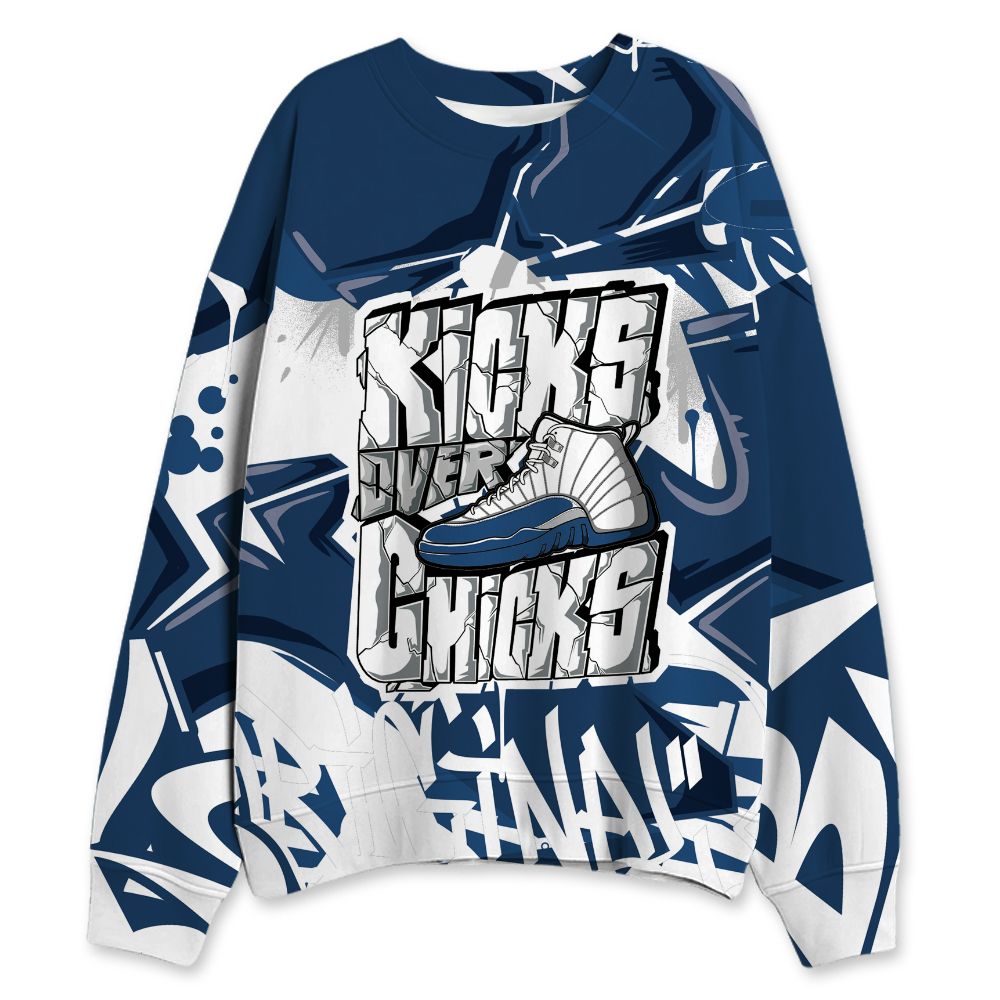 French-Blue-12s-NastyJamz-Sweatshirt-Match-Kicks-Over-Chicks-All-Over-Print