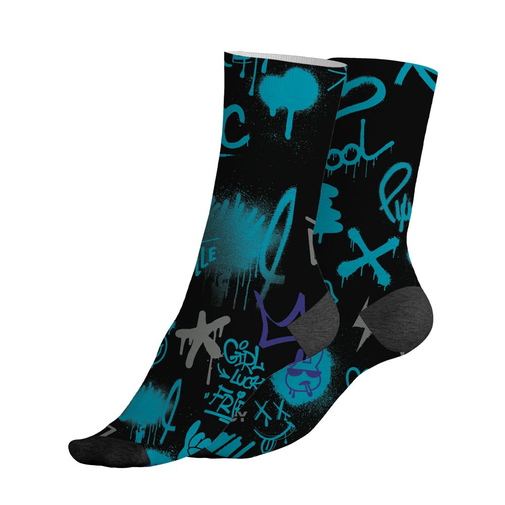 Aqua-8s-NastyJamz-Socks-Match-Graffiti-King-3D-All-Over-Print-Doodle-Style