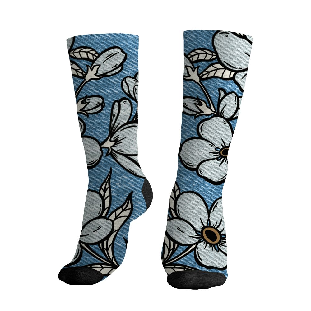 Denim Worn Blue 4s NastyJamz Socks Match Forget Me Not All-Over Print Bloom