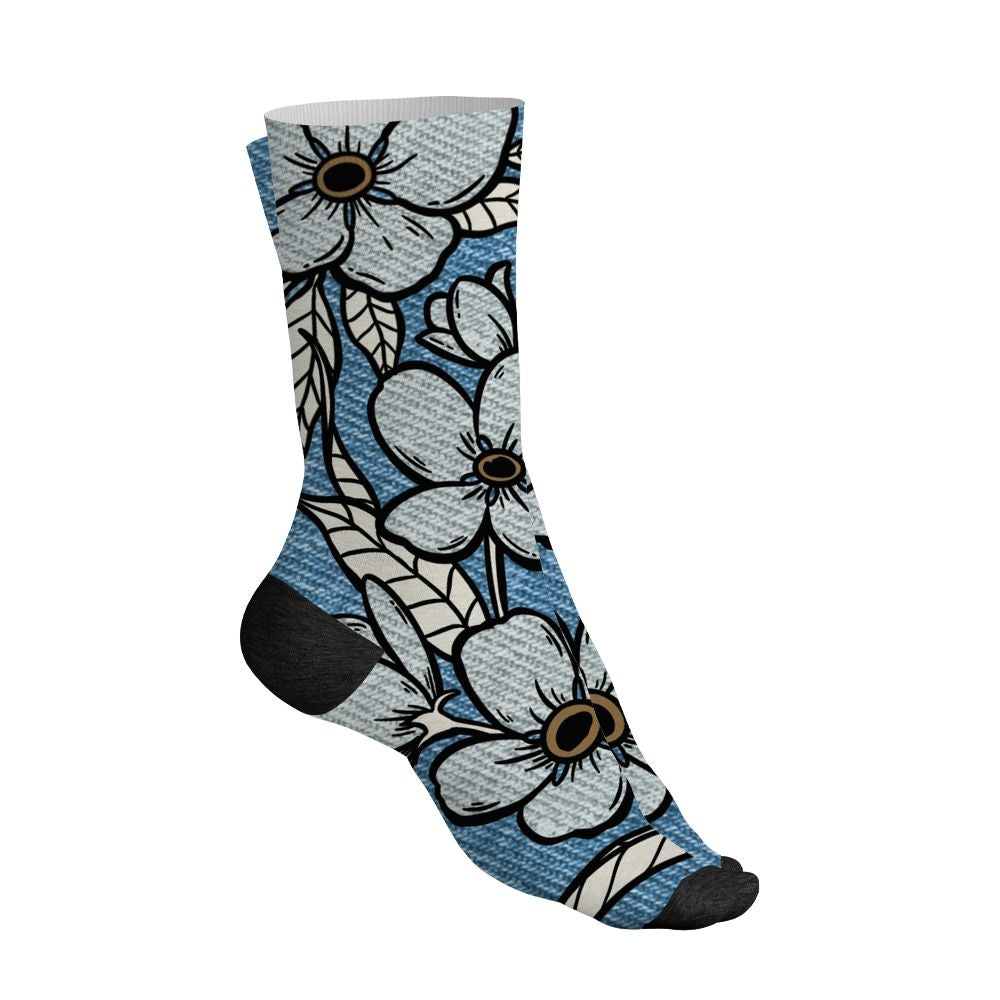 Denim Worn Blue 4s NastyJamz Socks Match Forget Me Not All-Over Print Bloom