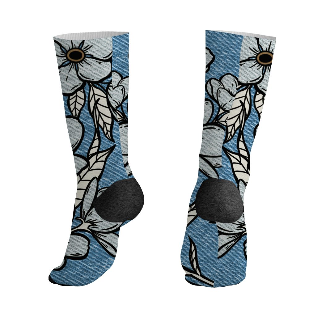 Denim Worn Blue 4s NastyJamz Socks Match Forget Me Not All-Over Print Bloom