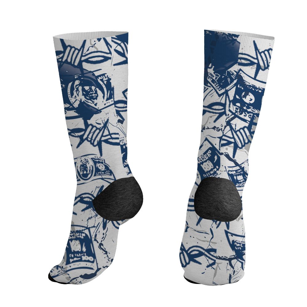 AJ 12 French Blue.NastyJamz Socks Match.Tough People Never Fall 3D