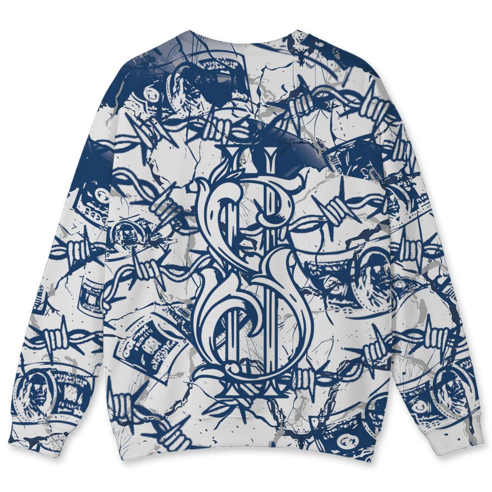 French-Blue-12s-NastyJamz-Sweatshirt-Match-Tough-People-Never-Fall-All-Over-Print