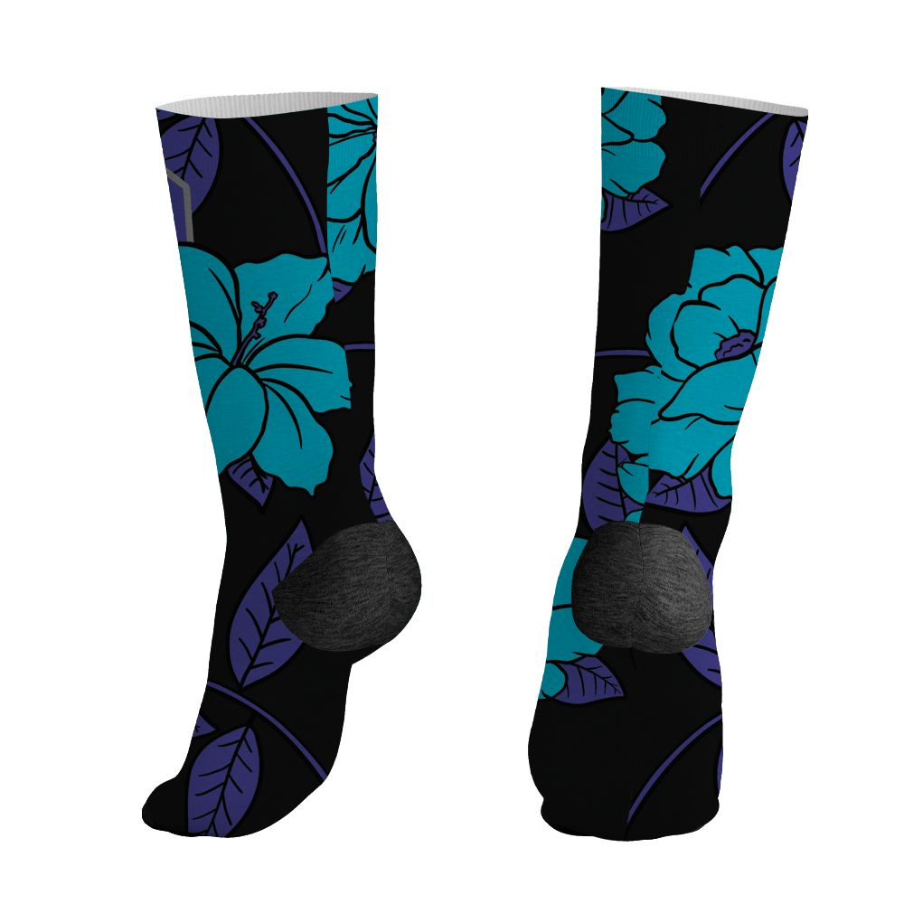 Aqua-8s-NastyJamz-Socks-Match-23-Floral-3D-All-Over-Print-Flower