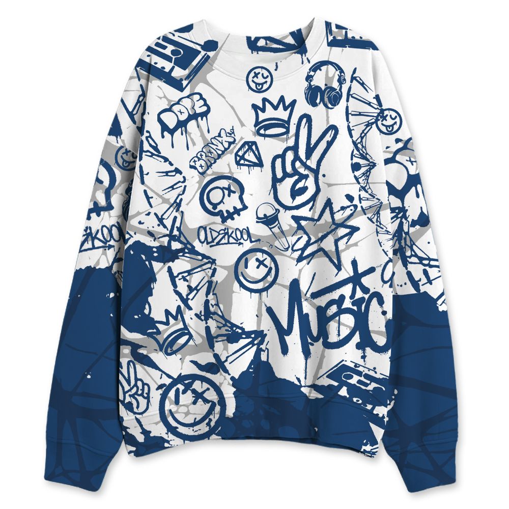 French-Blue-12s-NastyJamz-Sweatshirt-Match-Pattern-Dna-Graffiti-All-Over-Print