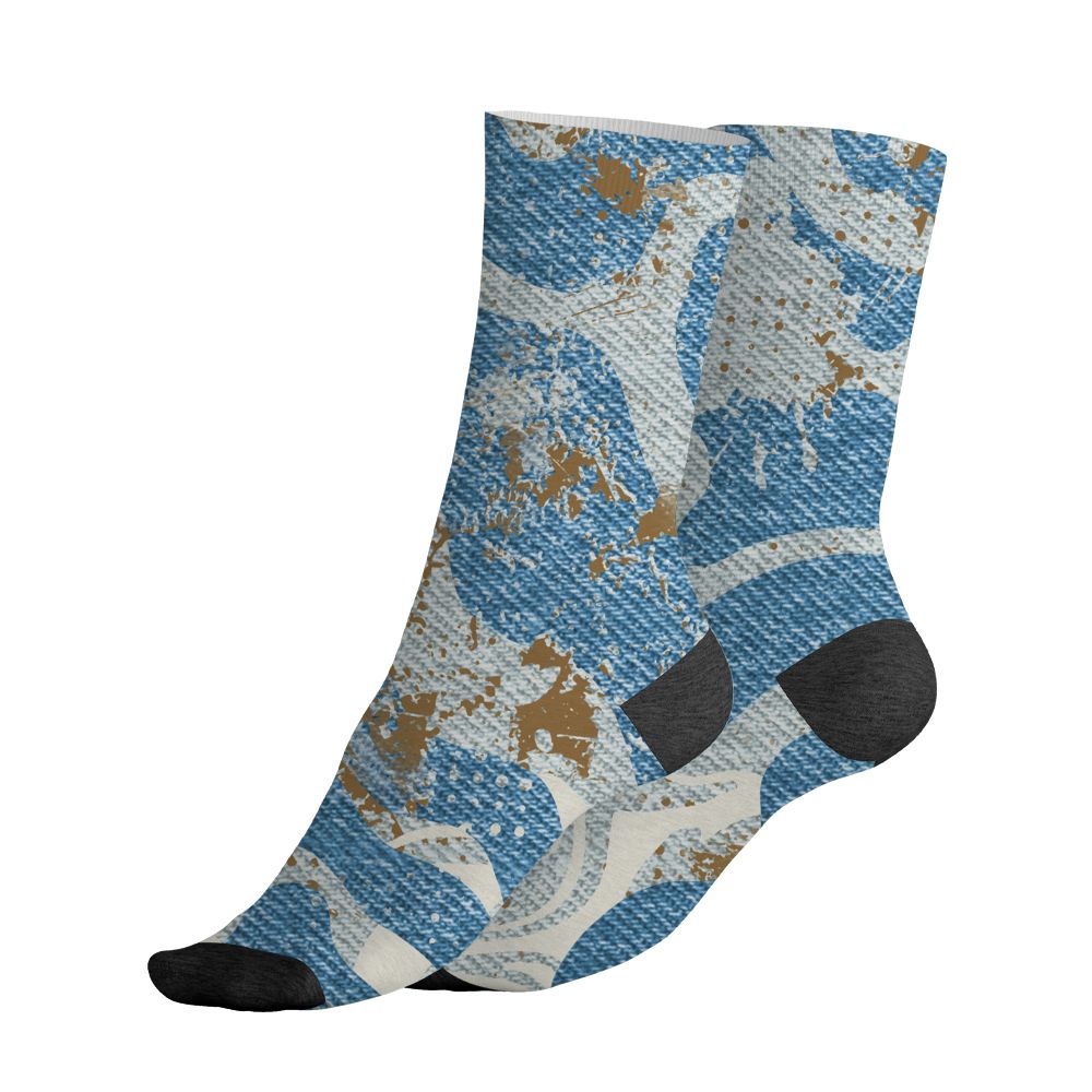 Denim-Worn-Blue-4s-NastyJamz-Socks-Match-Pattern-Be-Happy-3D-All-Over-Print