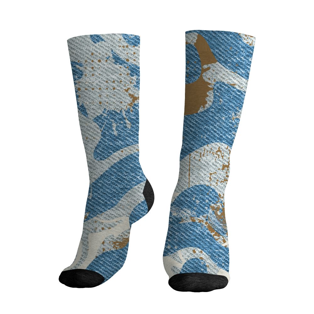 Denim-Worn-Blue-4s-NastyJamz-Socks-Match-Pattern-Be-Happy-3D-All-Over-Print