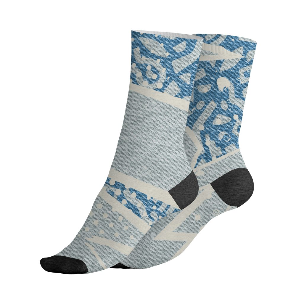 Denim-Worn-Blue-4s-NastyJamz-Socks-Match-Pattern-Geometric-3D-All-Over-Print