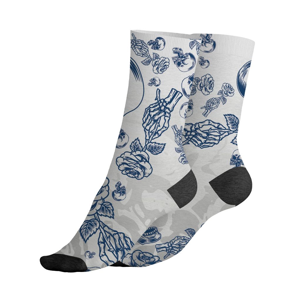 AJ 12 French Blue.NastyJamz Socks Match.Skulls Pattern 3D