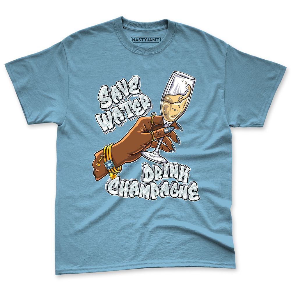 Denim-Worn-Blue-4s-NastyJamz-Premium-T-Shirt-Match-Drink-Champagne