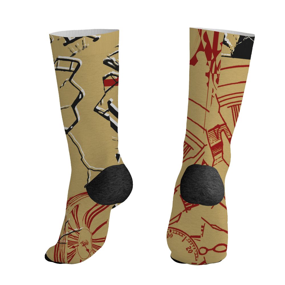 Pizza-4s-NastyJamz-Socks-Match-Pattern-Broken-Time-All-Over-Print