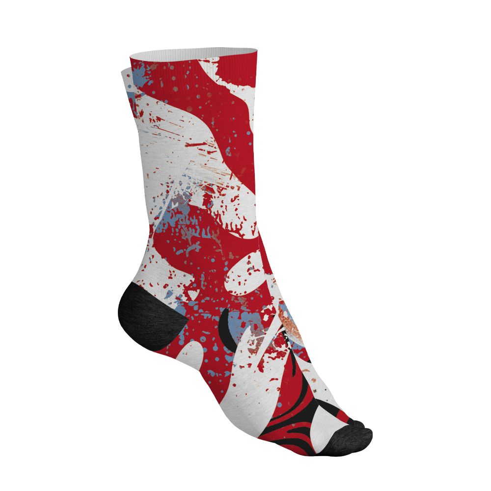 Fire-Red-5s-NastyJamz-Socks-Match-Pattern-Be-Happy-All-Over-Print