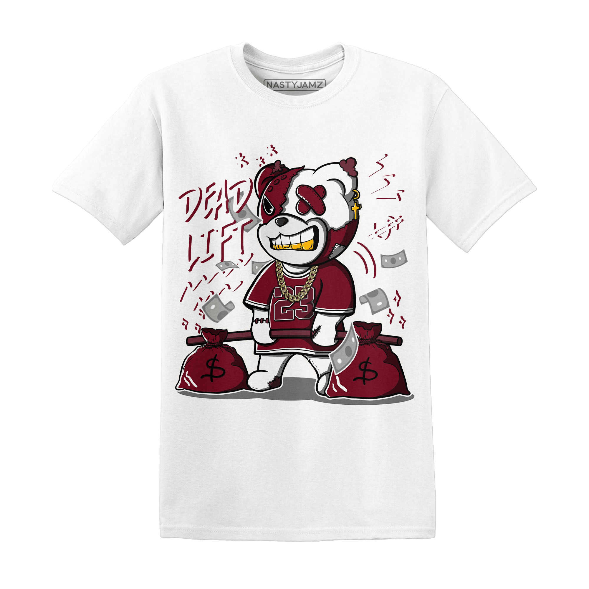 High White Team Red 1s T Shirt Match BER 23 Deadlift - NastyJamz