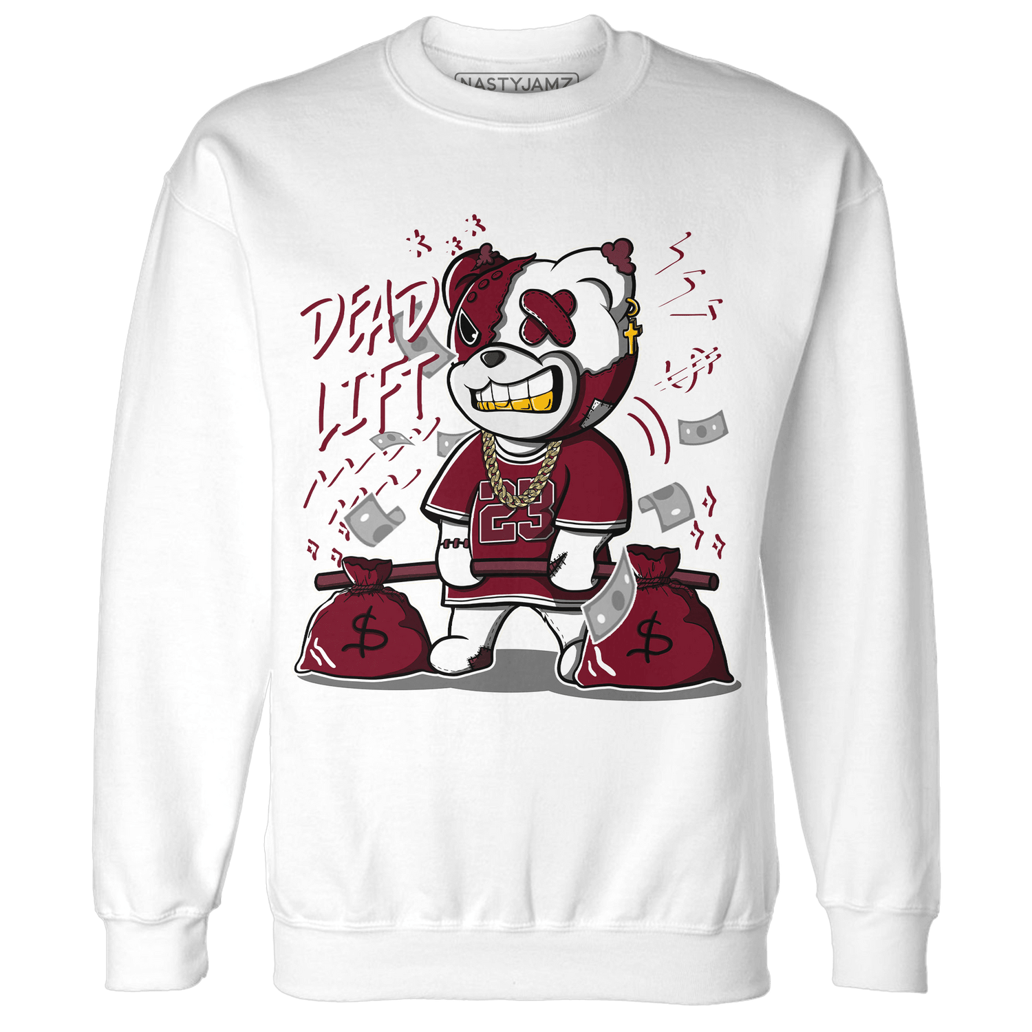 High White Team Red 1s Sweatshirt Match BER 23 Deadlift - NastyJamz