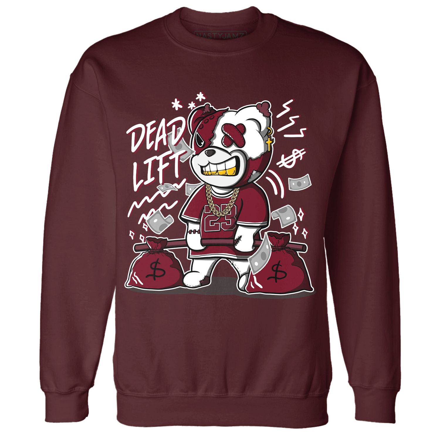 High White Team Red 1s Sweatshirt Match BER 23 Deadlift - NastyJamz