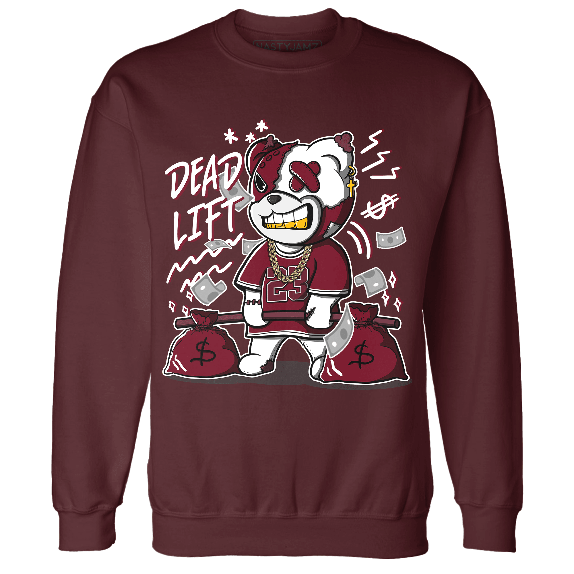 High White Team Red 1s Sweatshirt Match BER 23 Deadlift - NastyJamz
