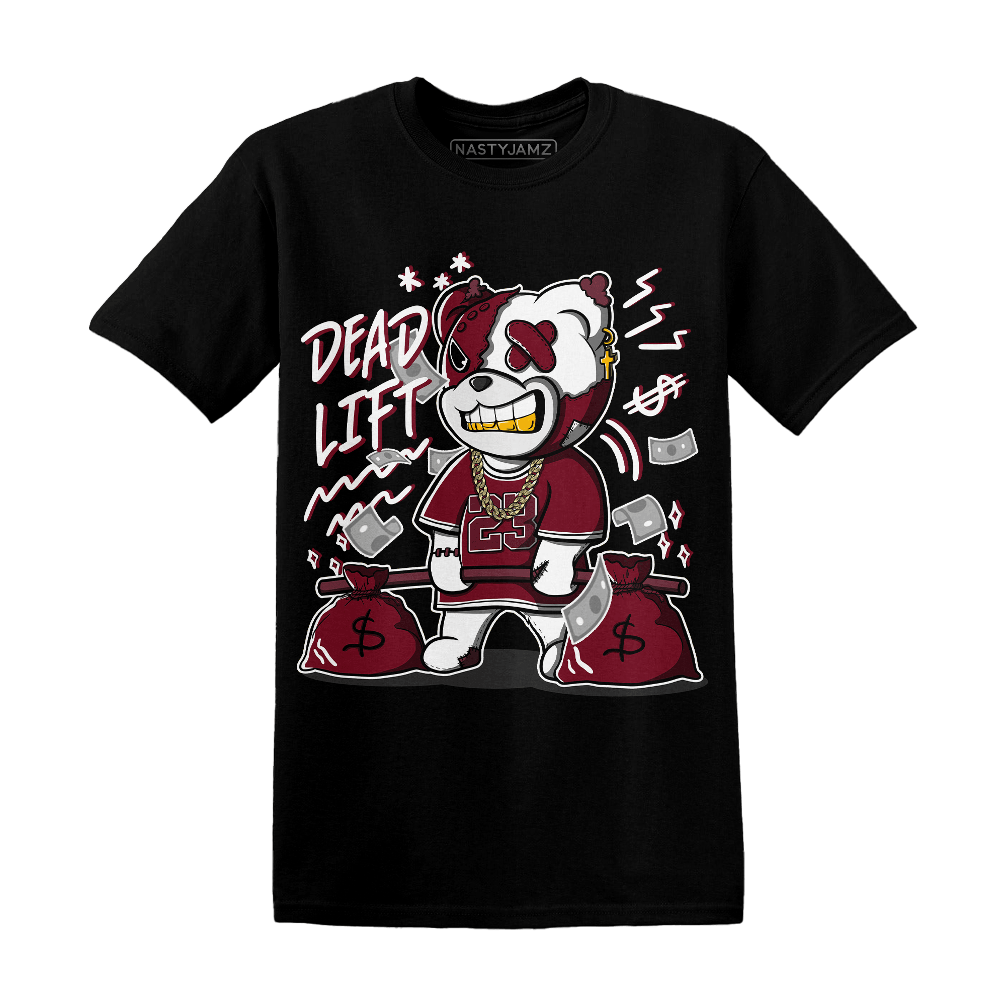 High White Team Red 1s T Shirt Match BER 23 Deadlift - NastyJamz