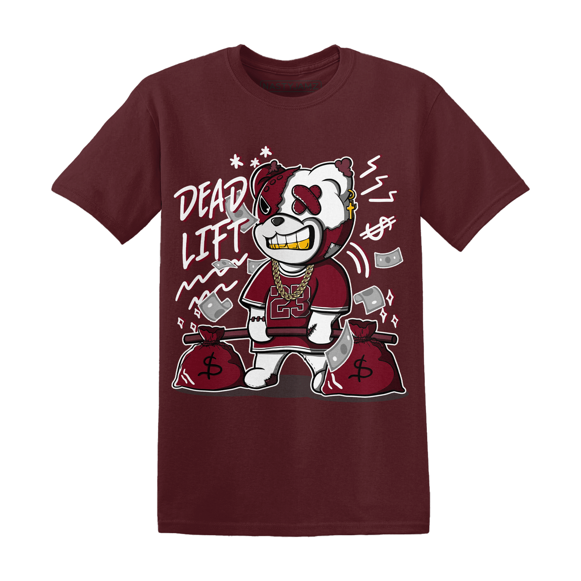 High White Team Red 1s T Shirt Match BER 23 Deadlift - NastyJamz