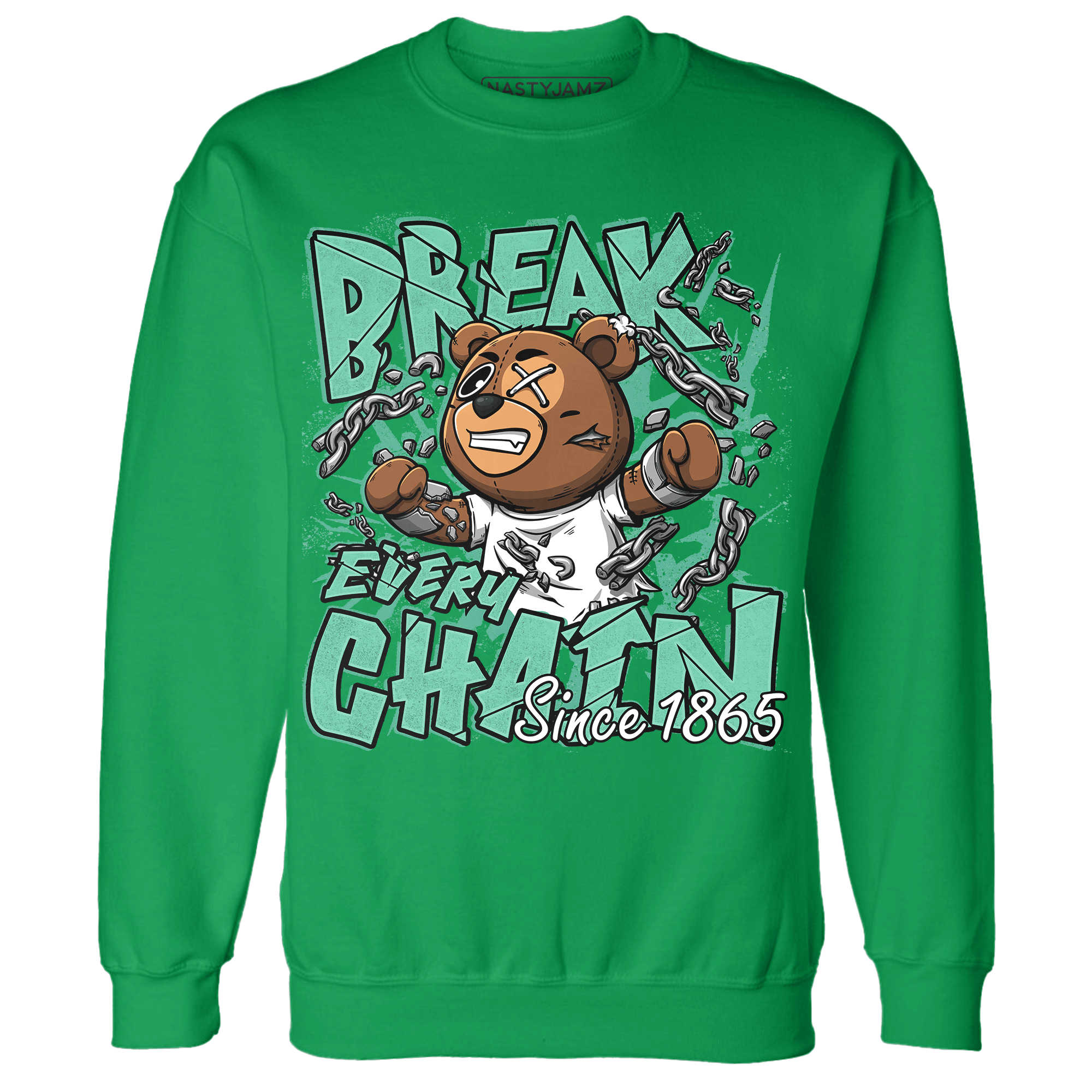 High OG Green Glow 1s Sweatshirt Match BER Break Chain - NastyJamz