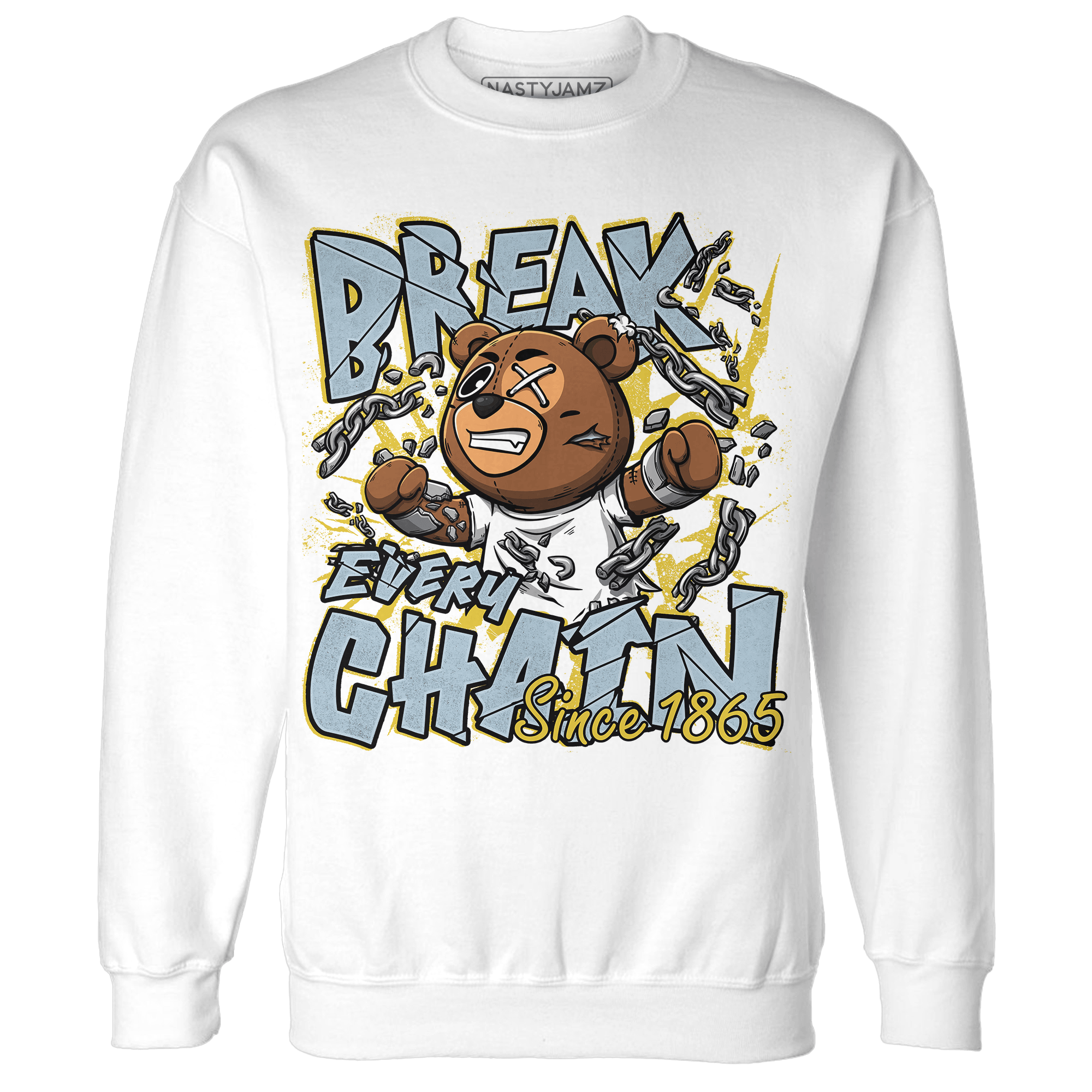 Blue Grey 13s Sweatshirt Match BER Break Chain - NastyJamz