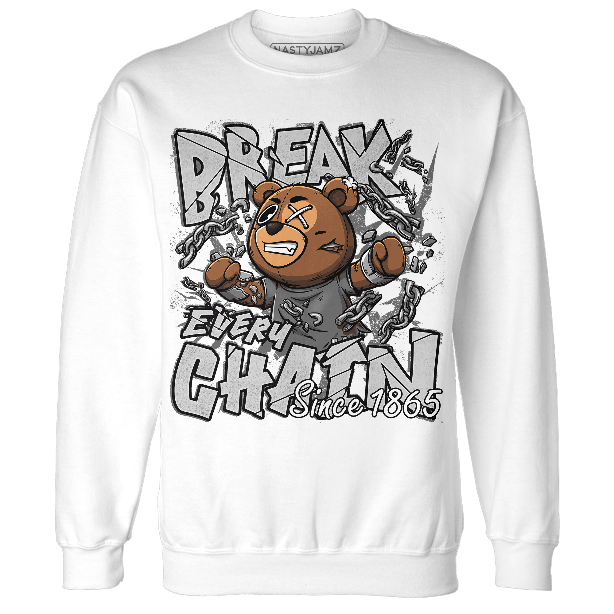 Retro High OG Black White 1s Sweatshirt Match BER Break Chain - NastyJamz