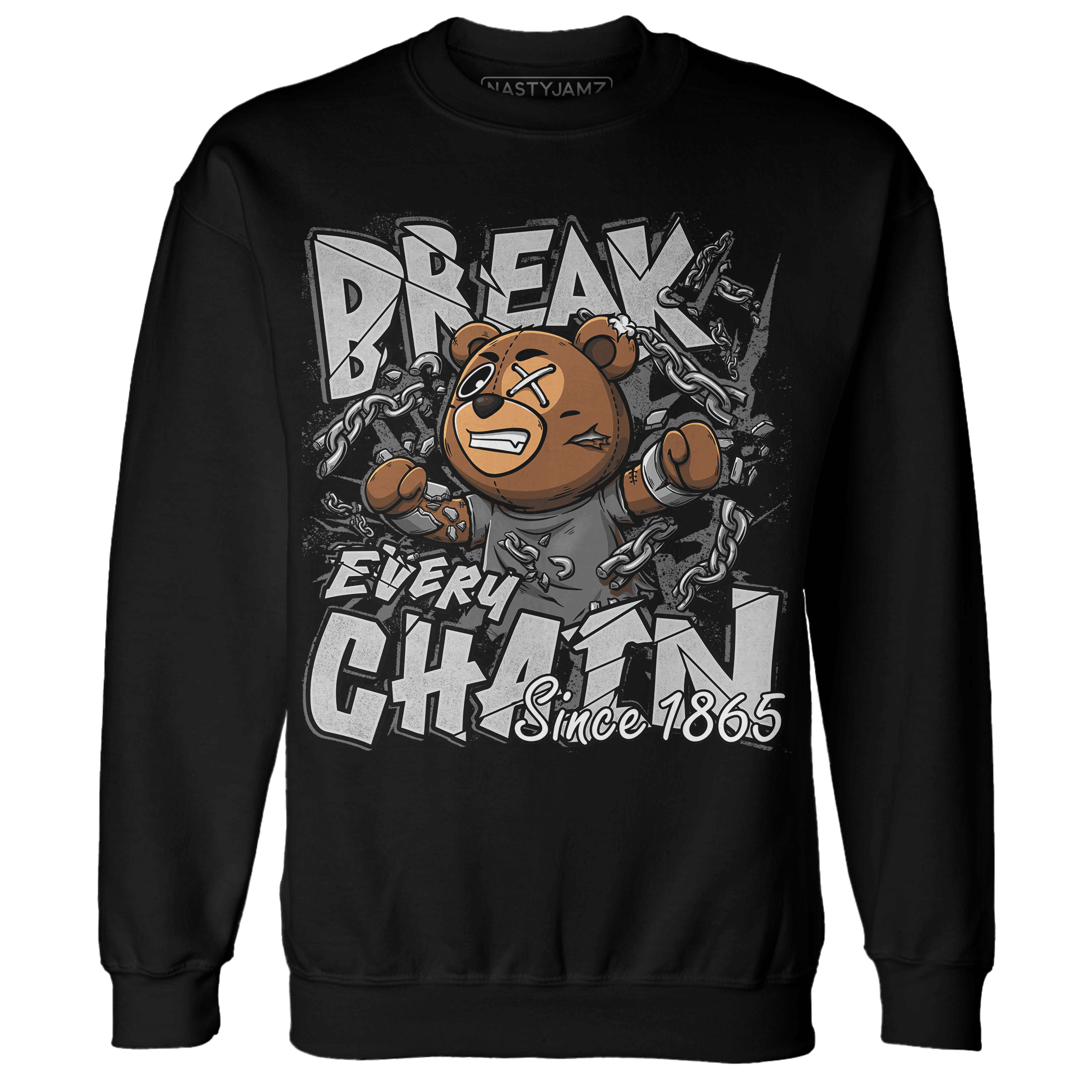 Retro High OG Black White 1s Sweatshirt Match BER Break Chain - NastyJamz